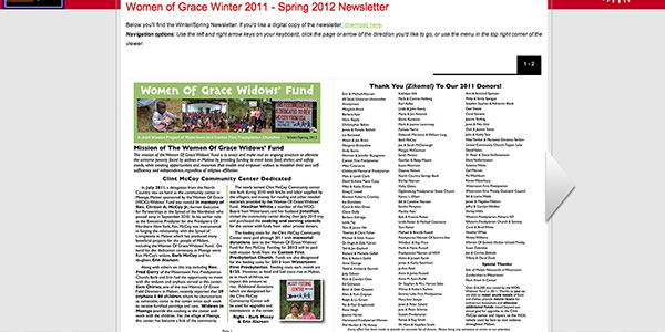 Newsletter downloadable or viewable on site with page-flip javascript effect